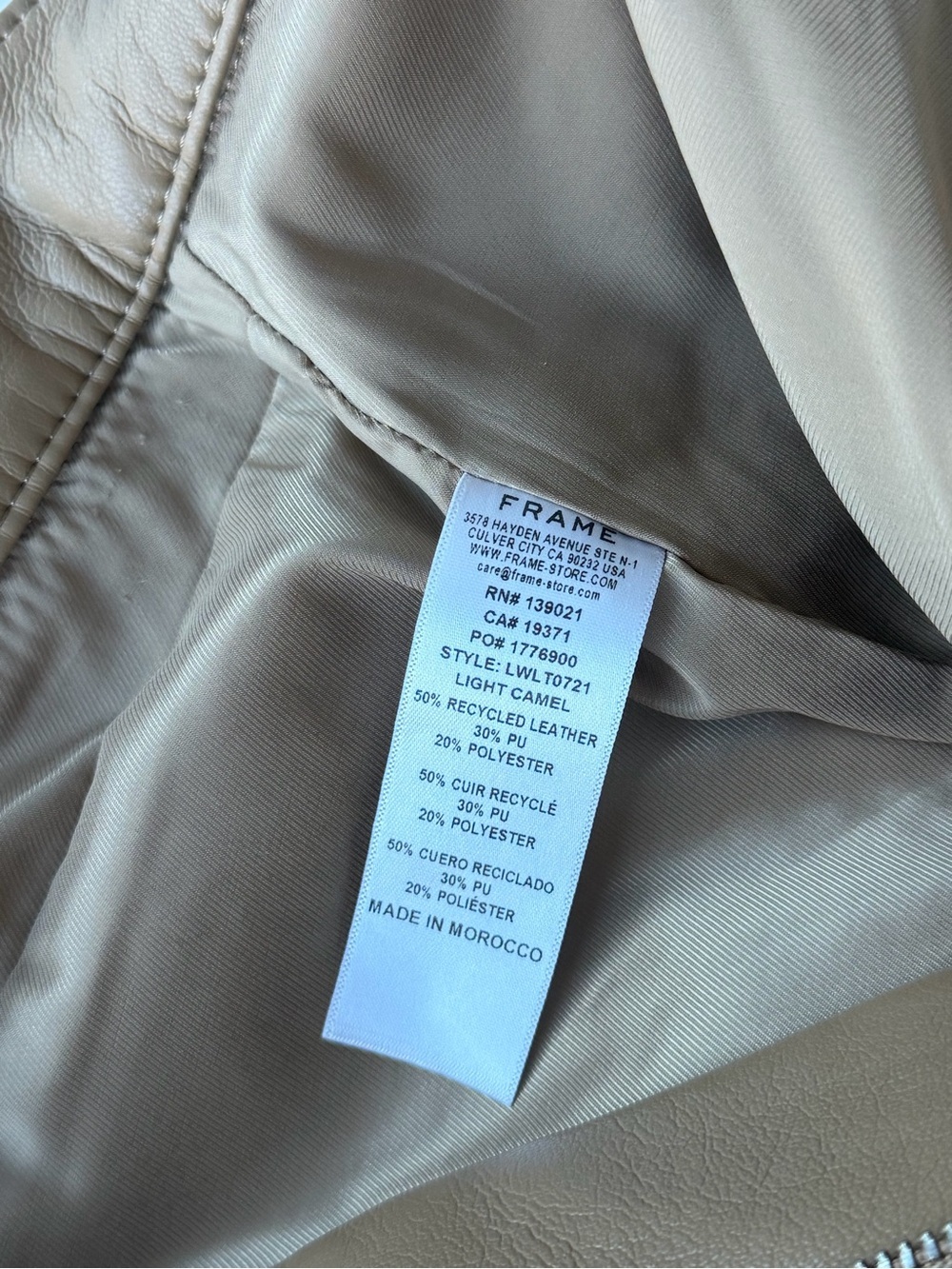 FRAME Denim Leather Pants Camel Color - Picture 6 of 6